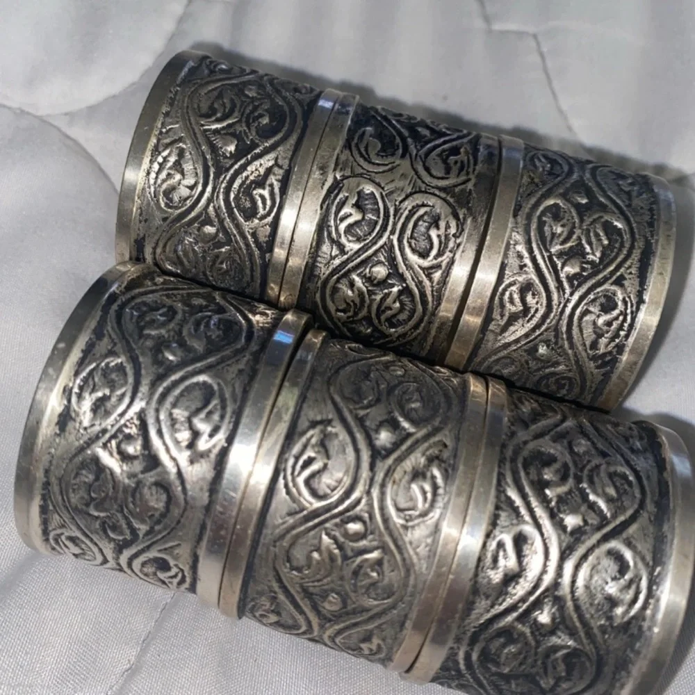 Vintage Silver Pewter Round Napkin Rings Ring Set Of‎ 6